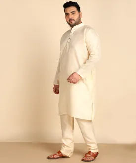 Off White Straight Raw Silk Kurta Set