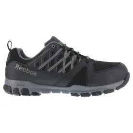 Reebok Mens Black Leather Work Shoes Athletic Oxford Steel Toe Sublite