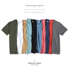 Simwood Brand Clothing Cotton O-neck Men's T-shirts 100% Pure Cotton  Fashion Solid Slim Fit Crew Neck Simple Top Tees TD1073