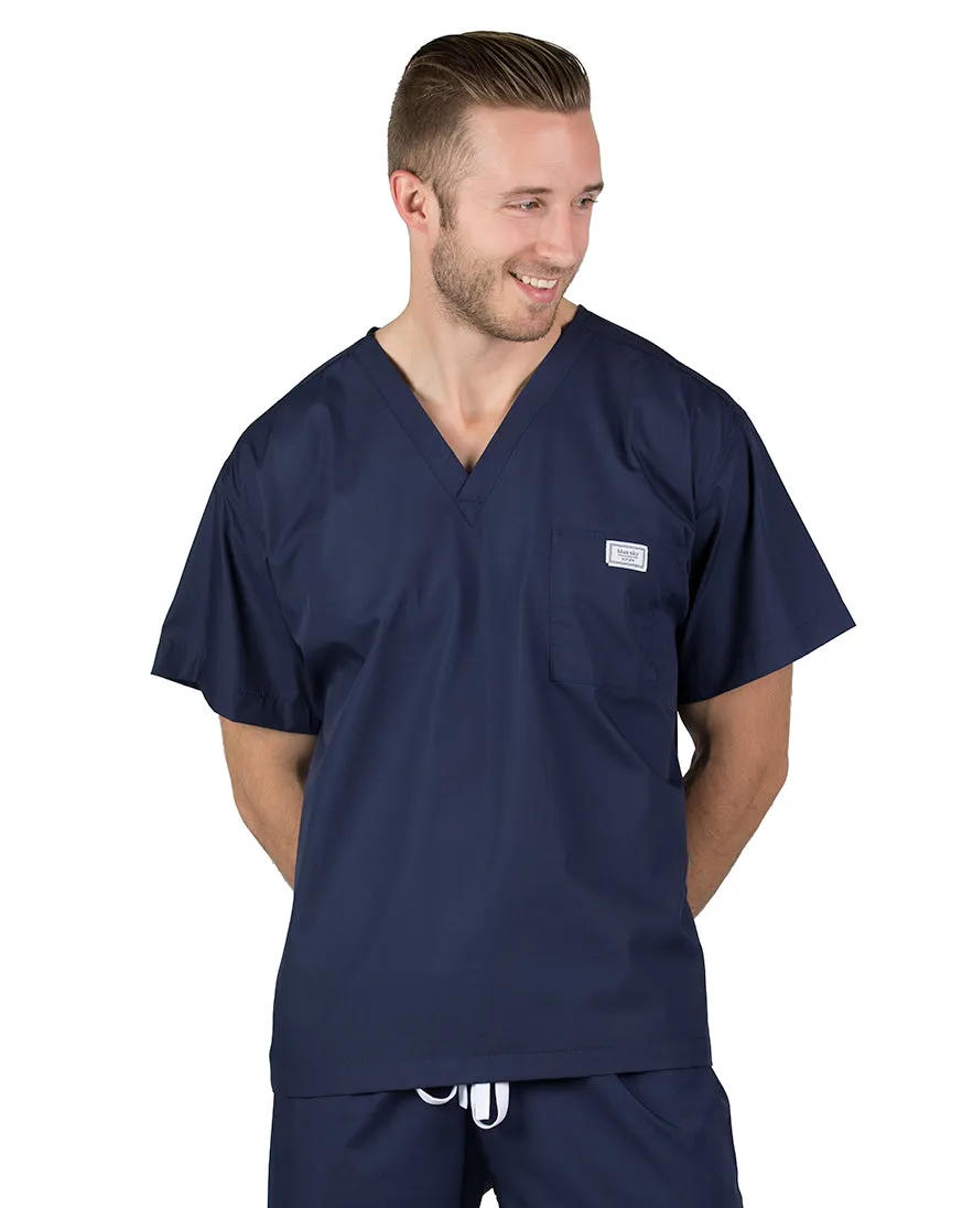 Small Long David Navy Blue Simple Scrub Top