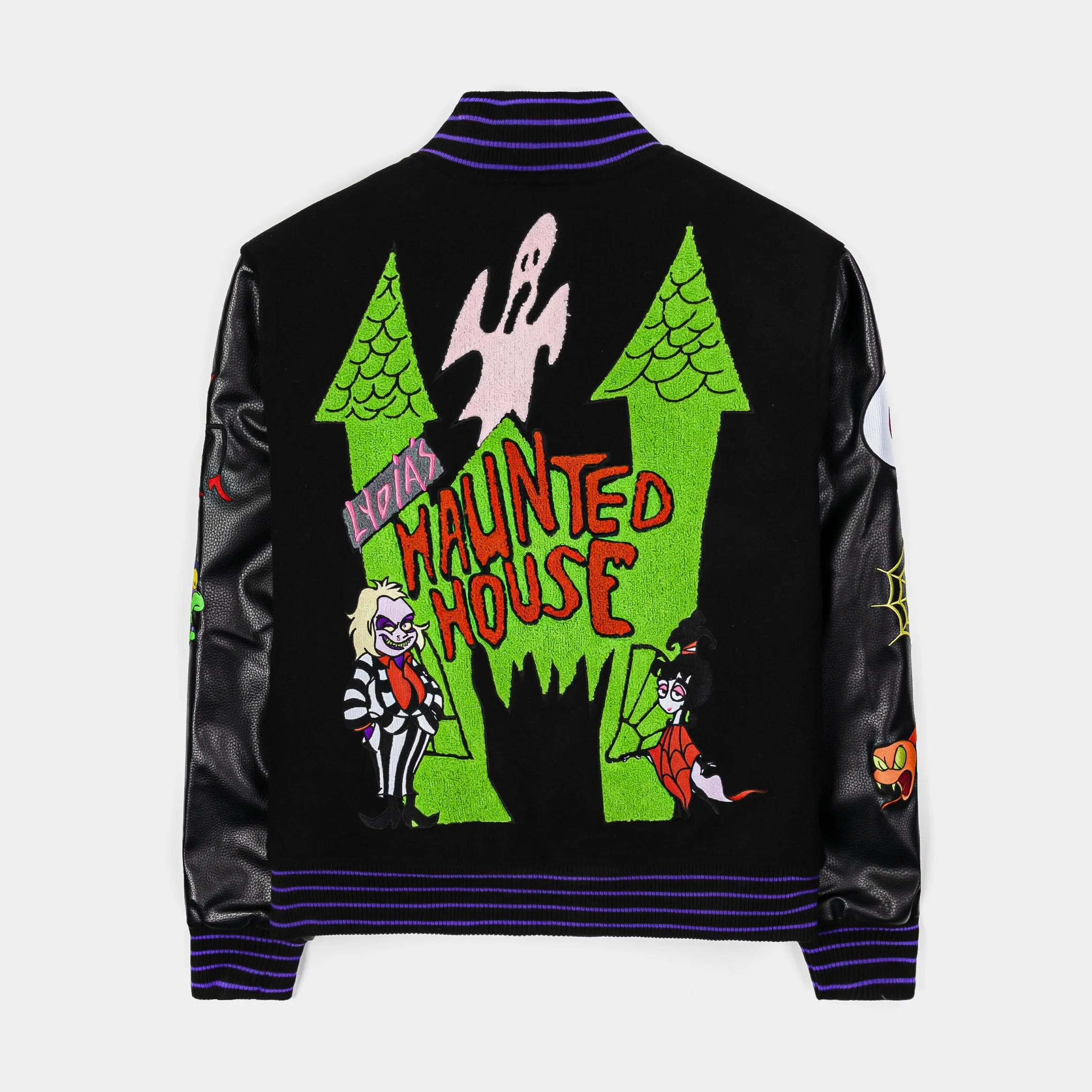 SP x Beetlejuice Haunted House Varsity Mens Jacket (Black/Purple)