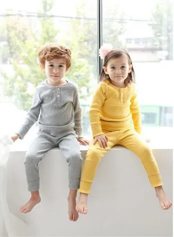 ST280 High quality 2016 children clothing set girl kids night pajama boys pajamas suit green / pink / yellow /  white 5 colors