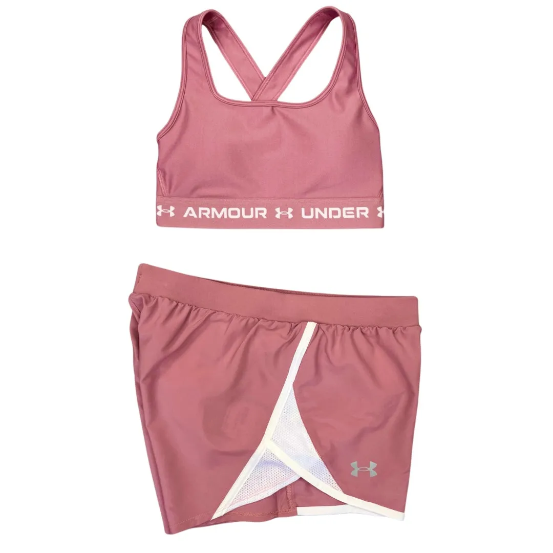 Under Armour Women’s Crossback Bra Fly Shorts Set - Baby Pink