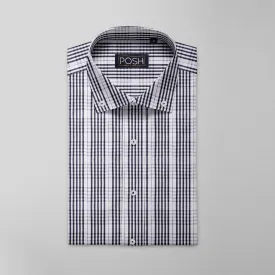 White Navy Check Shirt