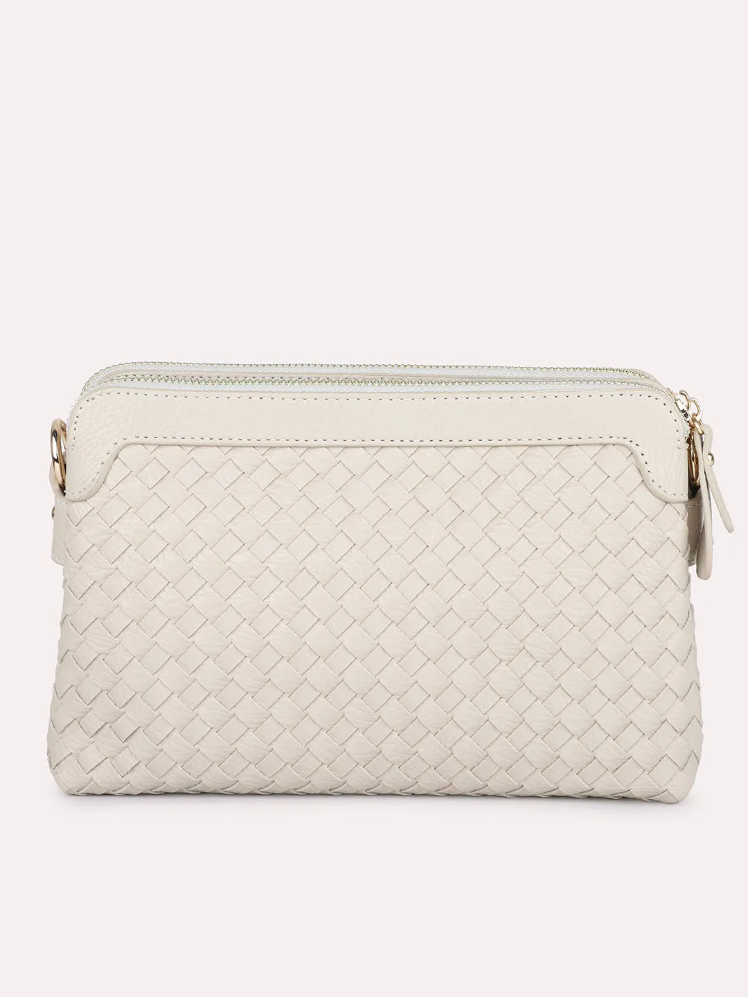 Women Beige Textured Sling Bag