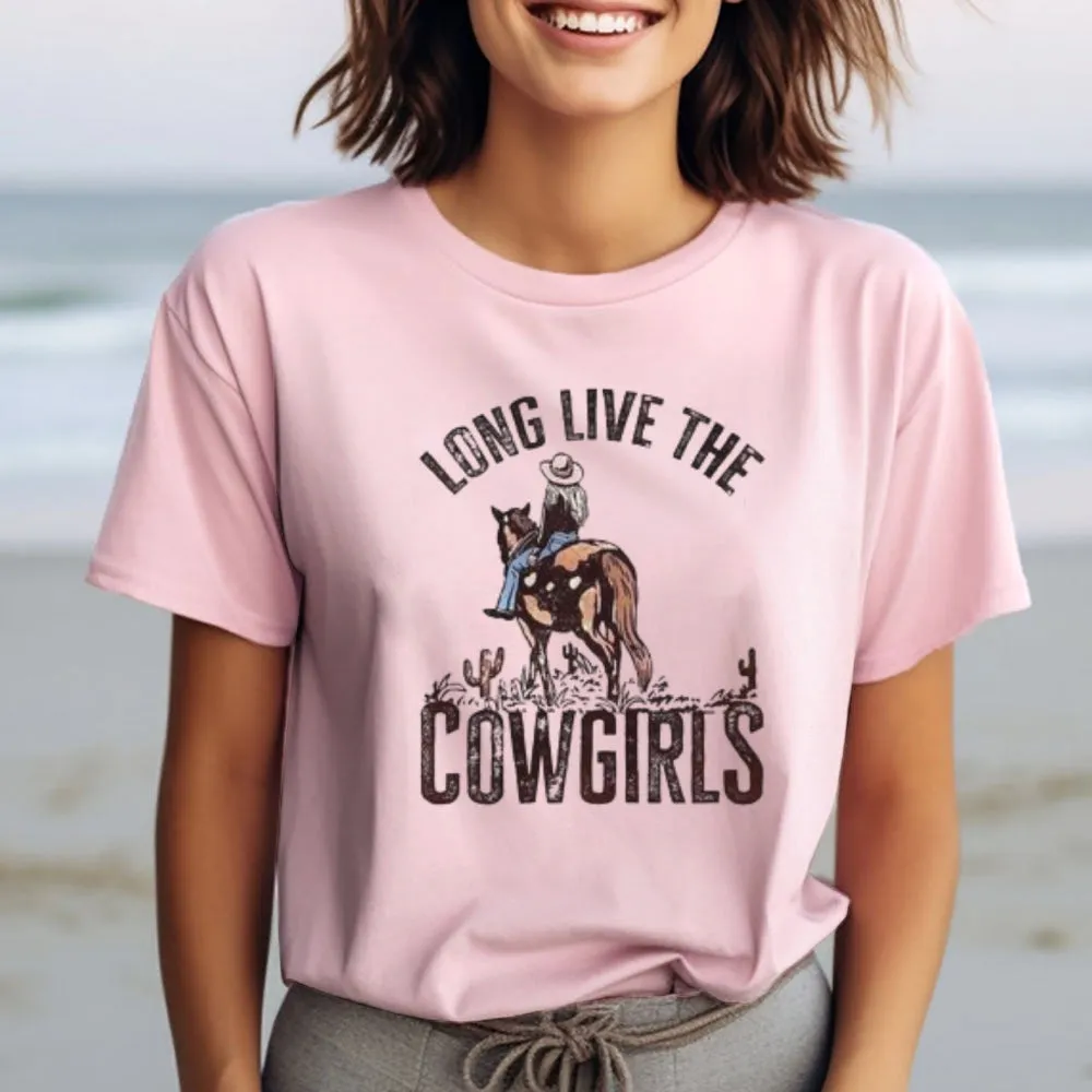 Women Long Live The Cowgirl Print Graphic T-shirt