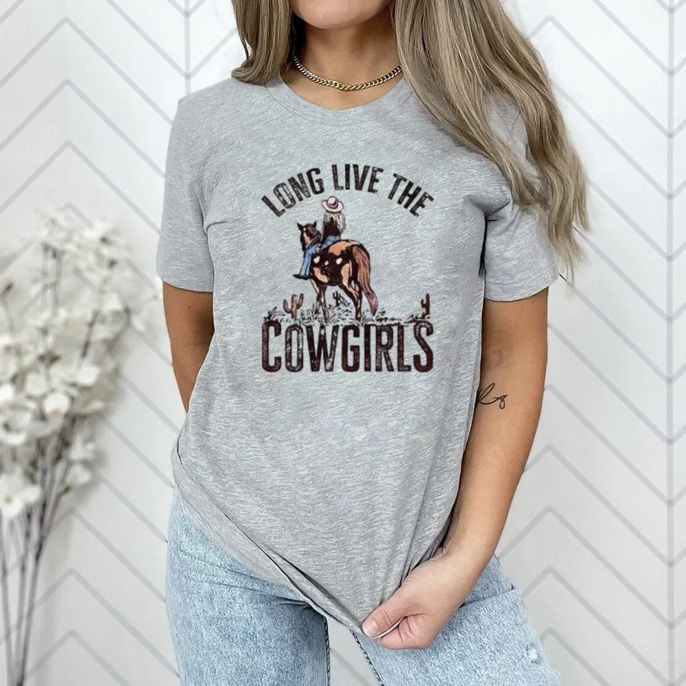 Women Long Live The Cowgirl Print Graphic T-shirt