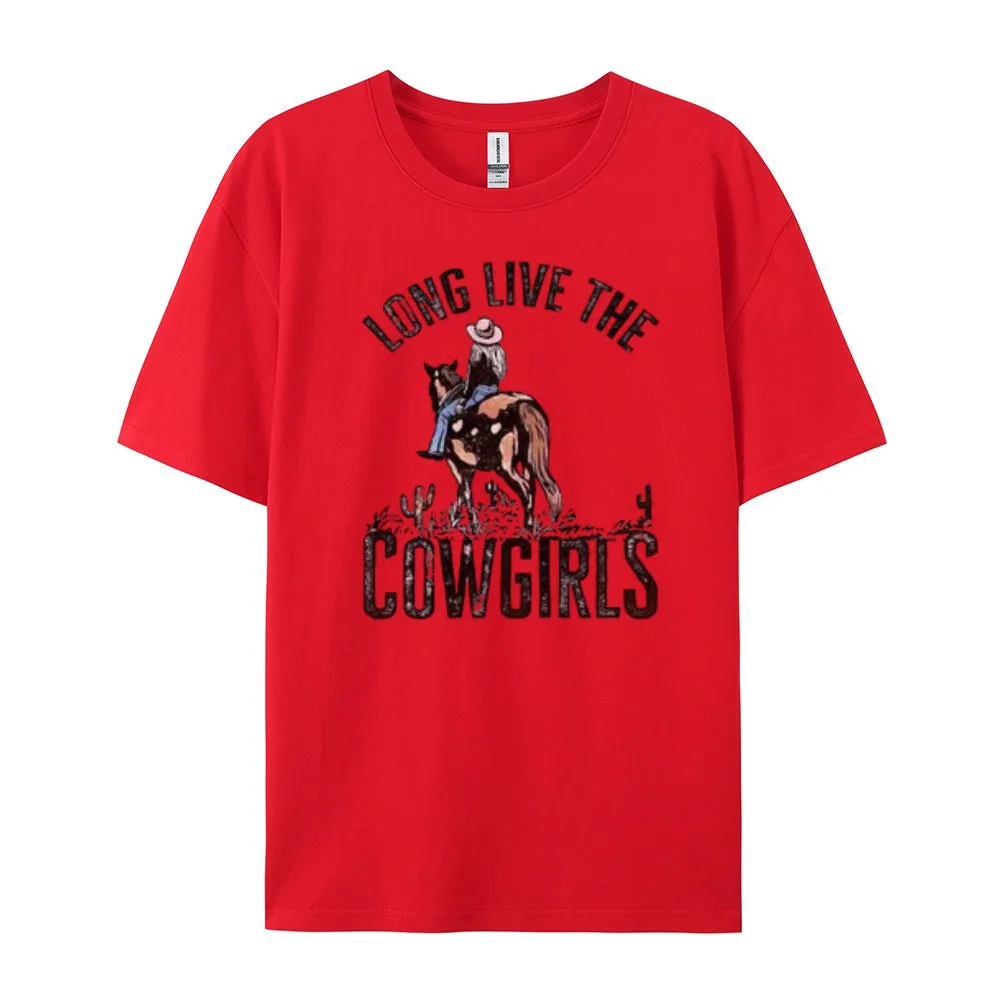 Women Long Live The Cowgirl Print Graphic T-shirt