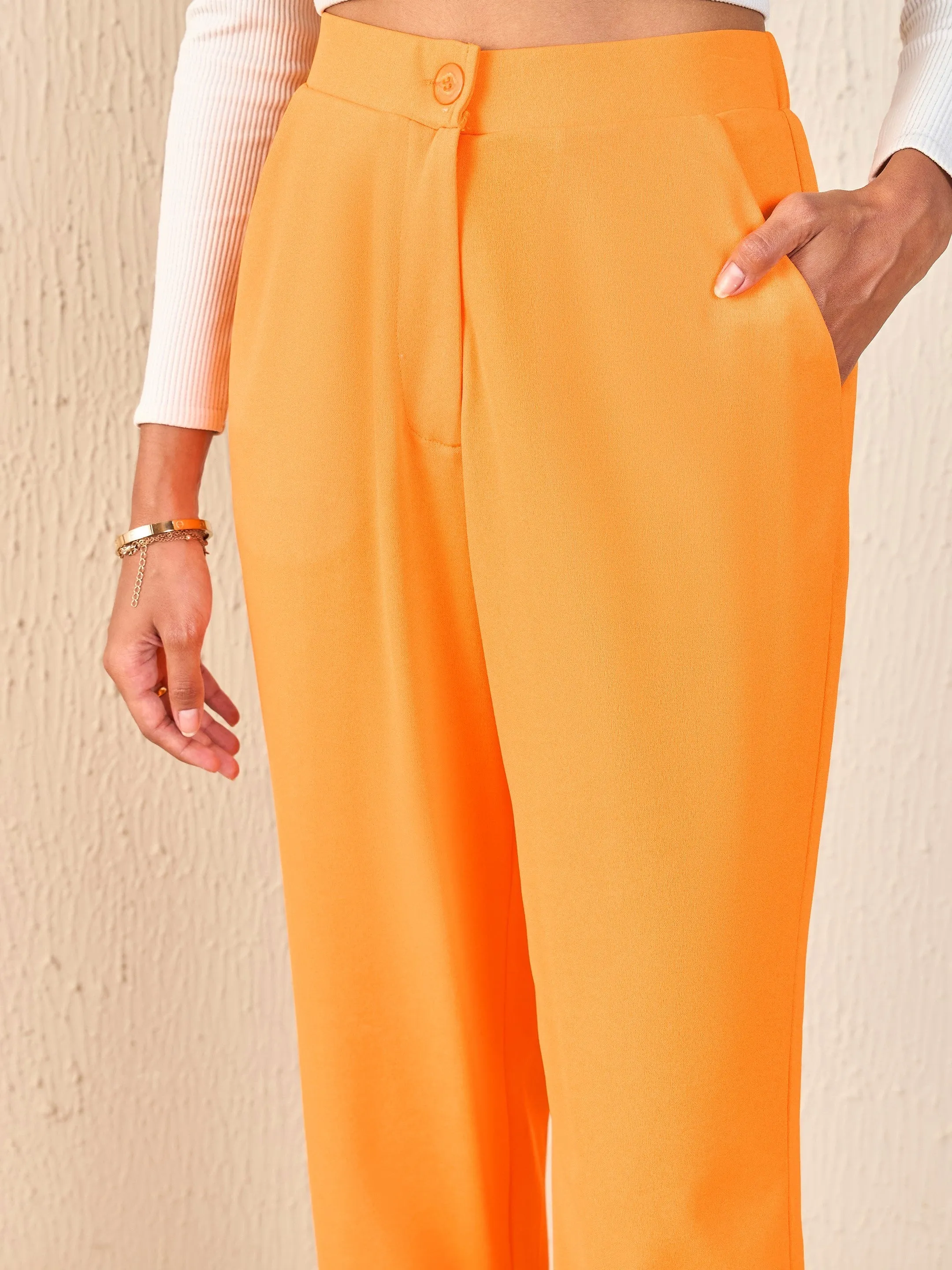 Women Orange Tapered Pants