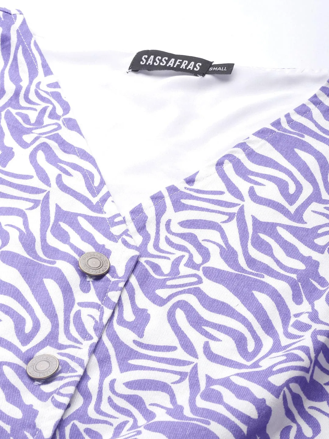 Women Purple Abstract Print Twill Waist Coast