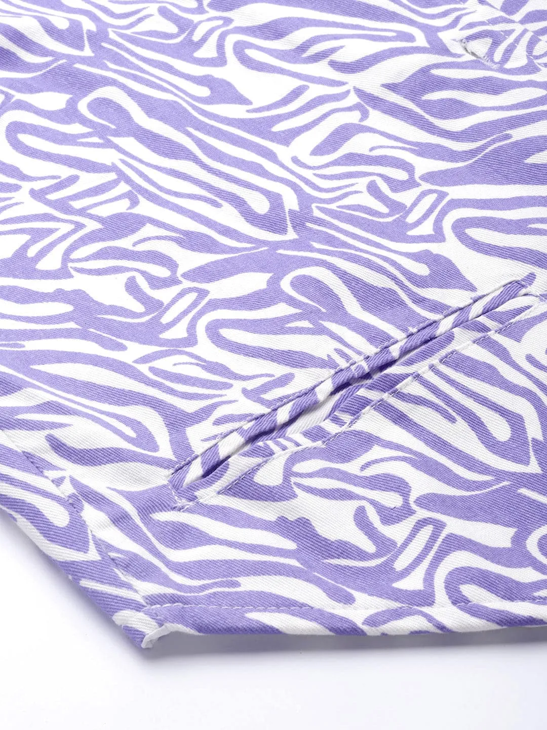 Women Purple Abstract Print Twill Waist Coast