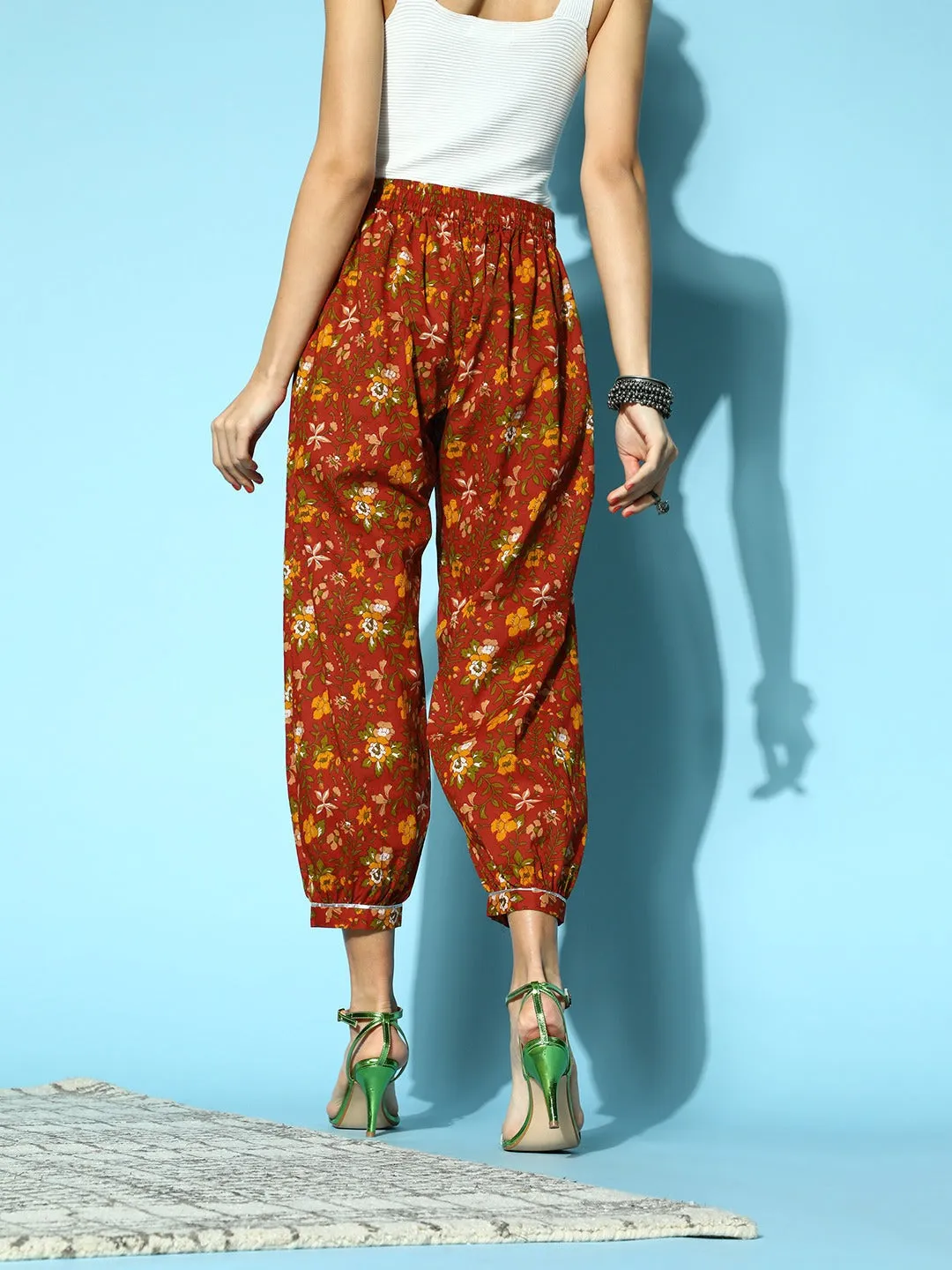 Women Rust All Over Cuff Hem Pants