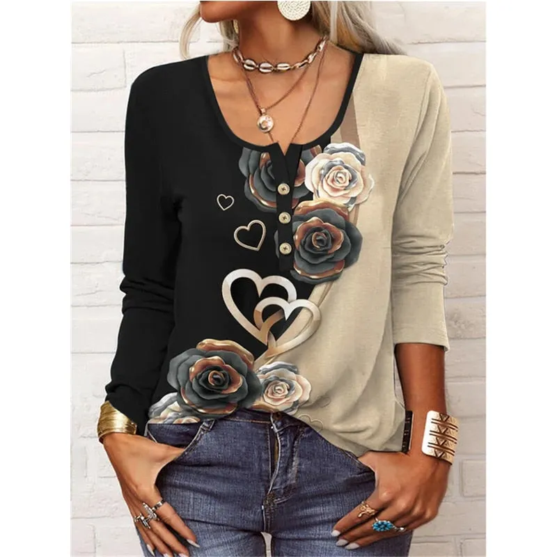 Women's Fall/Winter Loose Long Sleeve T-Shirt Fashion