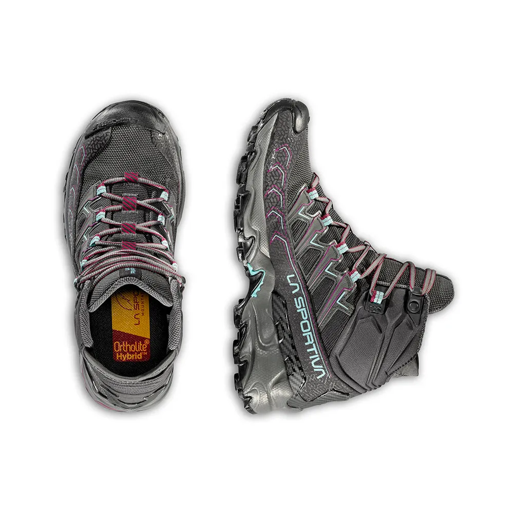 Women's La Sportiva Ultra Raptor II Mid GTX Color: Carbon / Iceberg