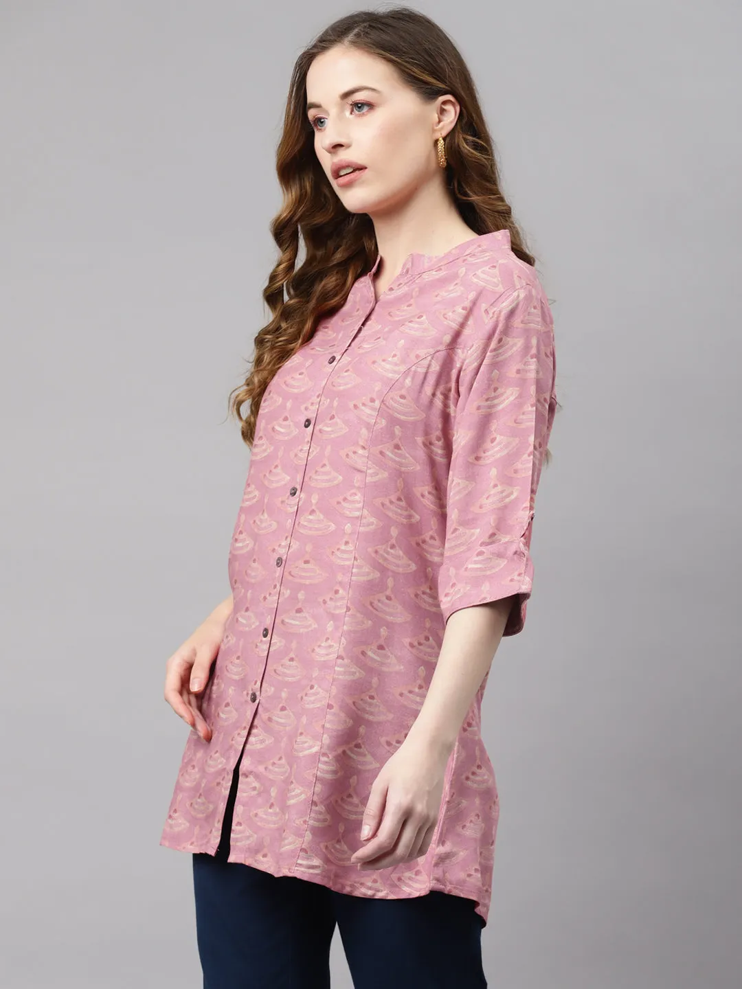 Women'S Peach Rayon Top