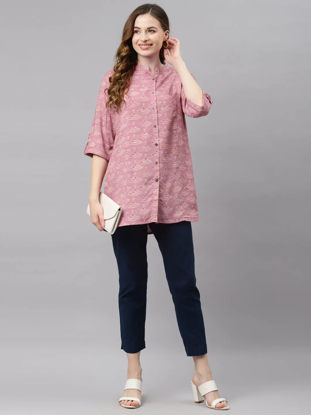 Women'S Peach Rayon Top