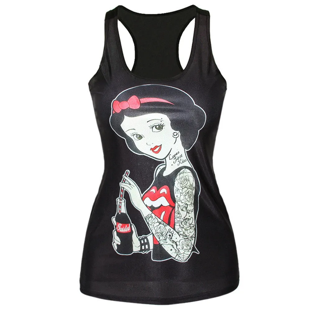 Women's Summer Style T Shirt Punk Club Sleeveless Costume 3D T-Shirts Women Fashion Leisure Vest