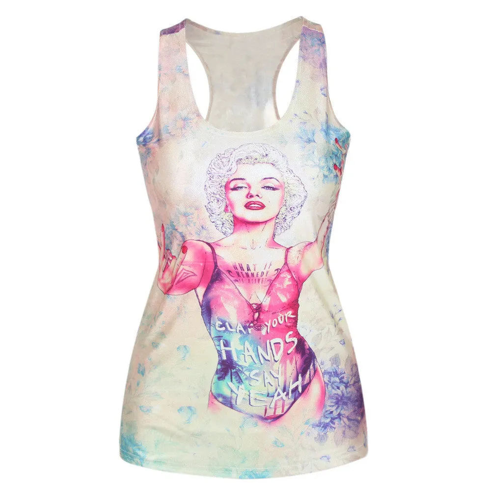 Women's Summer Style T Shirt Punk Club Sleeveless Costume 3D T-Shirts Women Fashion Leisure Vest