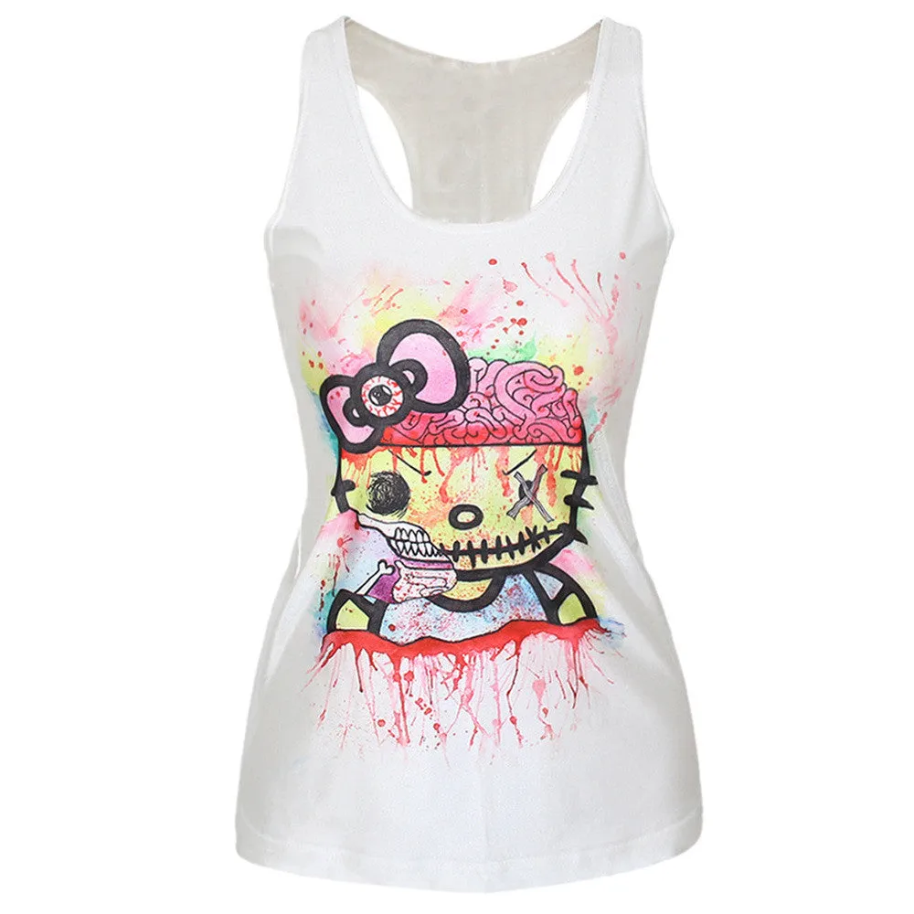 Women's Summer Style T Shirt Punk Club Sleeveless Costume 3D T-Shirts Women Fashion Leisure Vest